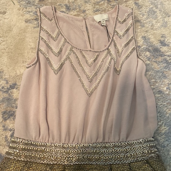 Pale pink and tweed beaded Greylin dress size medium - Picture 3 of 7